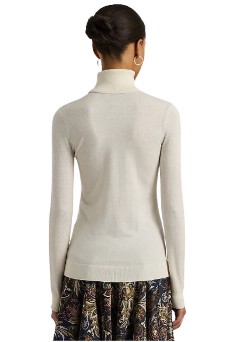 LAUREN RALPH LAUREN MODAL SILK NYLON-LS SWEATER WINTER CREAM