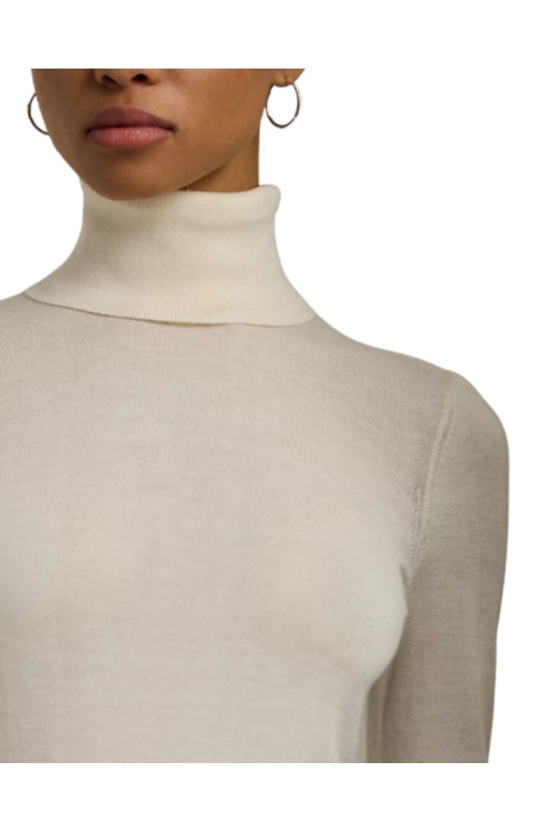 LAUREN RALPH LAUREN MODAL SILK NYLON-LS SWEATER WINTER CREAM