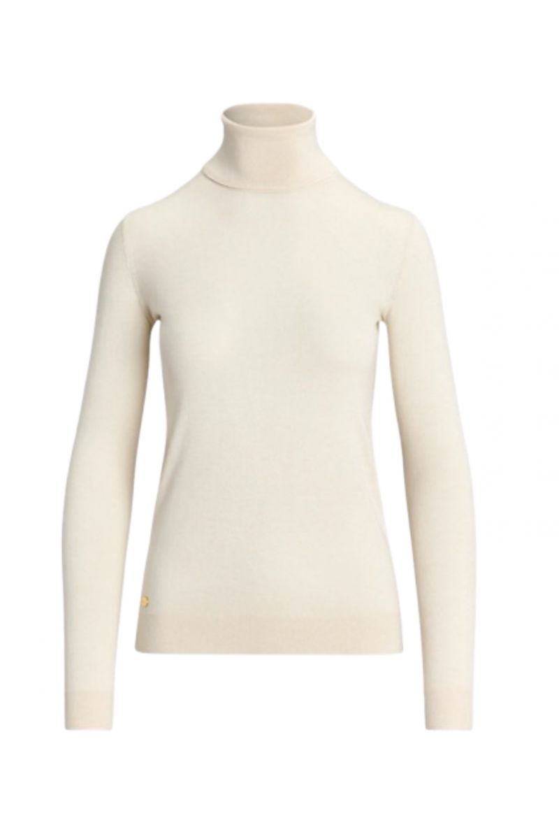 LAUREN RALPH LAUREN MODAL SILK NYLON-LS SWEATER WINTER CREAM