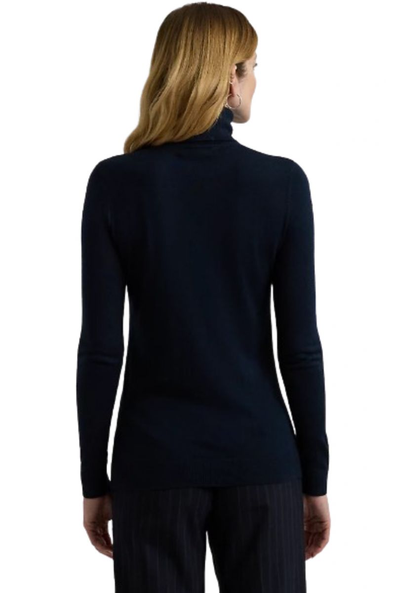 LAUREN RALPH LAUREN MODAL SILK NYLON-LS SWEATER NAVY BLUE