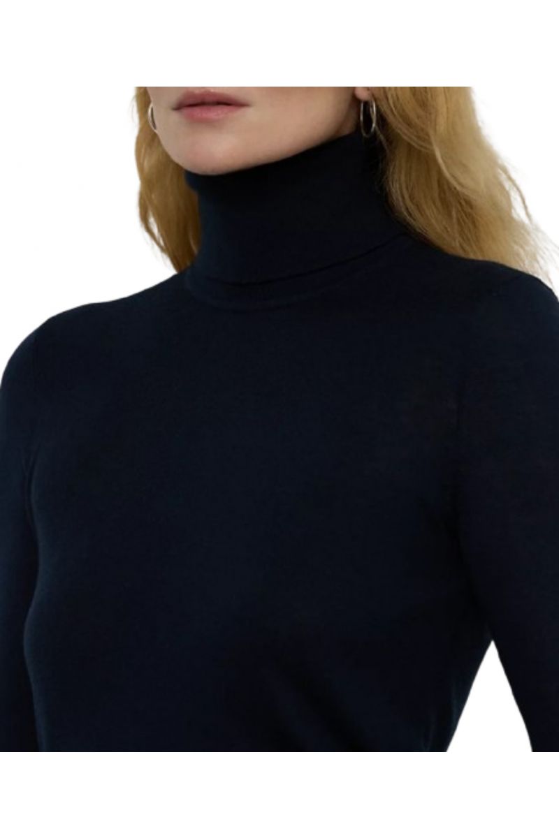 LAUREN RALPH LAUREN MODAL SILK NYLON-LS SWEATER NAVY BLUE