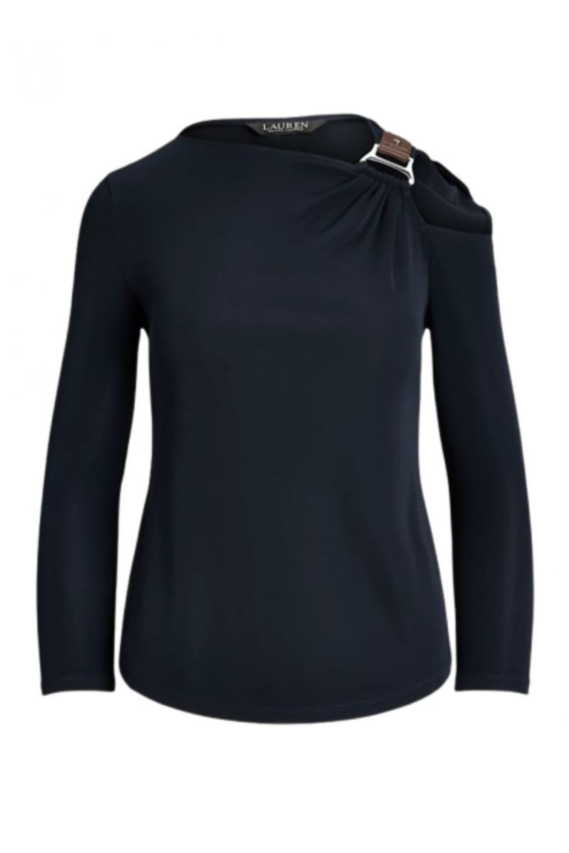 LAUREN RALPH LAUREN STRERCH MATTE JERSEY-MSL-PLO NAVY BLUE