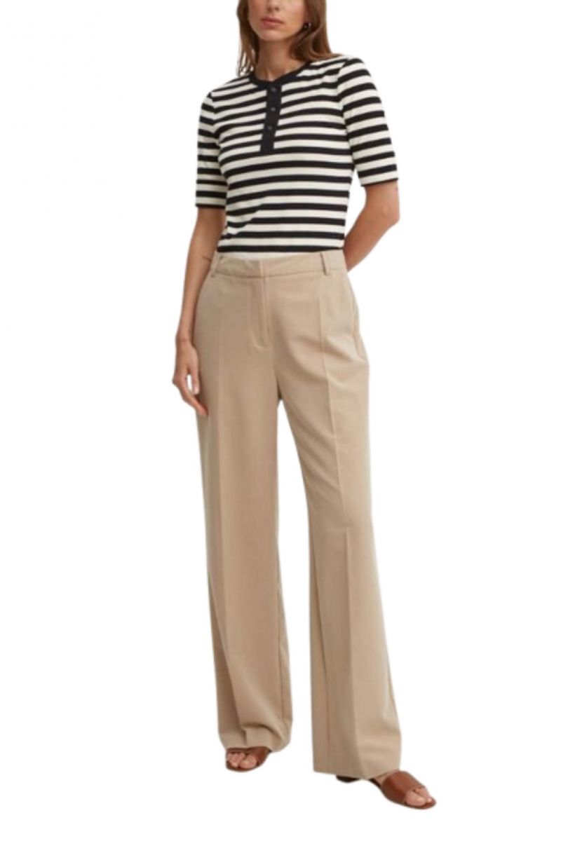 LAUREN RALPH LAUREN RFND STRTCH 1X1 RIB-MSL-TSH STRIPED BLACK/ECRU