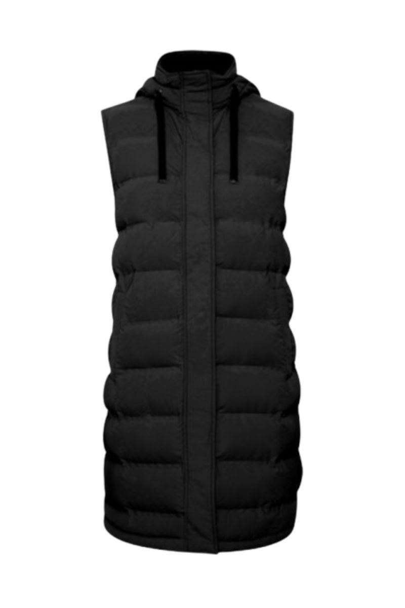 FRANSA WOMEN'S LONG SLEEVELESS JACKET WITH HOOD FRBAFAB 1 BLACK