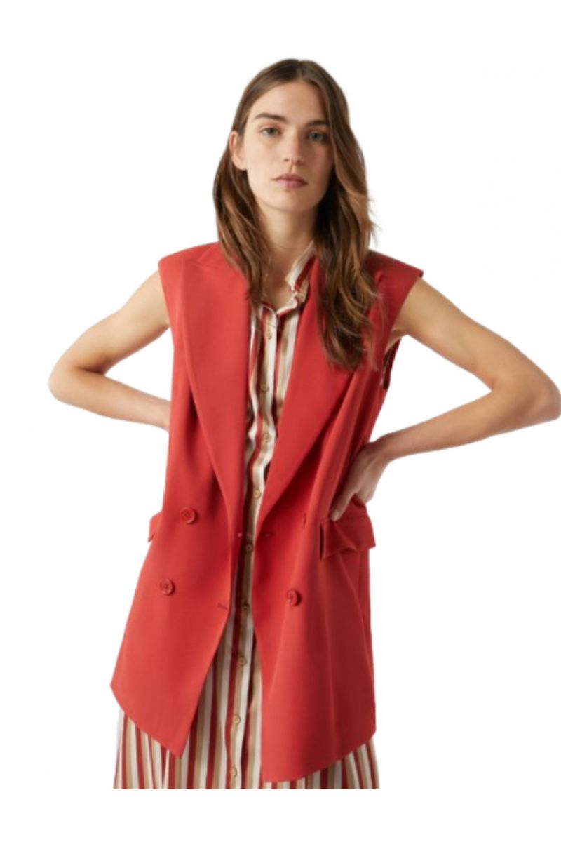 PENNYBLACK TUCANO WAISTCOAT SLEEVELESS JACKET BRICK RED