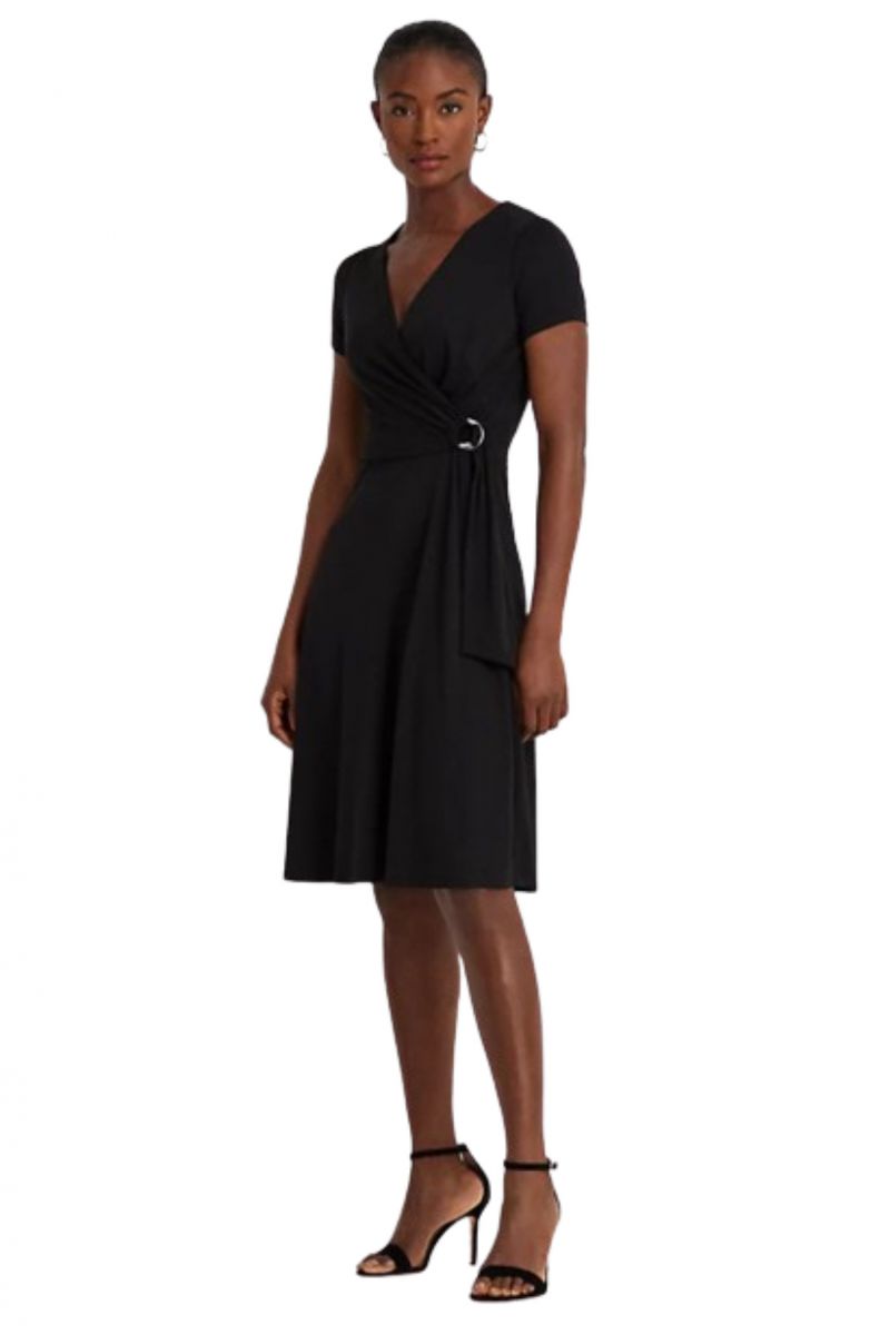 LAUREN RALPH LAUREN STR MATTE JERSEY-DRESS BLACK