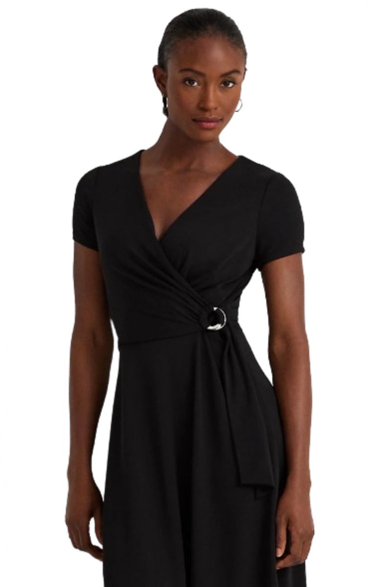 LAUREN RALPH LAUREN STR MATTE JERSEY-DRESS BLACK