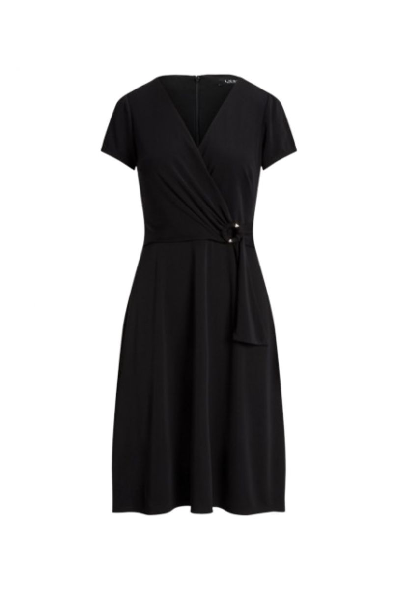 LAUREN RALPH LAUREN STR MATTE JERSEY-DRESS BLACK