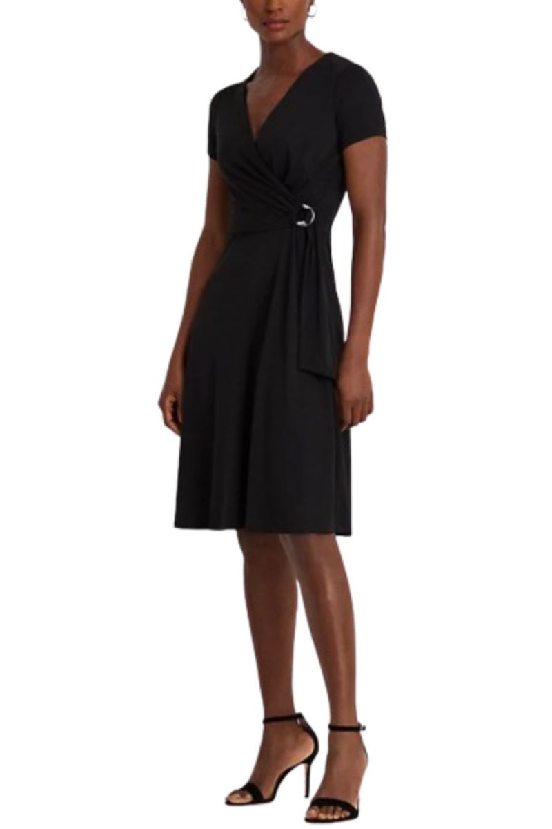 LAUREN RALPH LAUREN STR MATTE JERSEY-DRESS BLACK