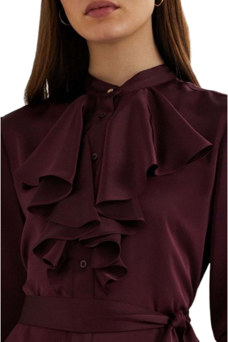 LAUREN RALPH LAUREN SHIRT WT CHARM-DRESS BORDEAUX