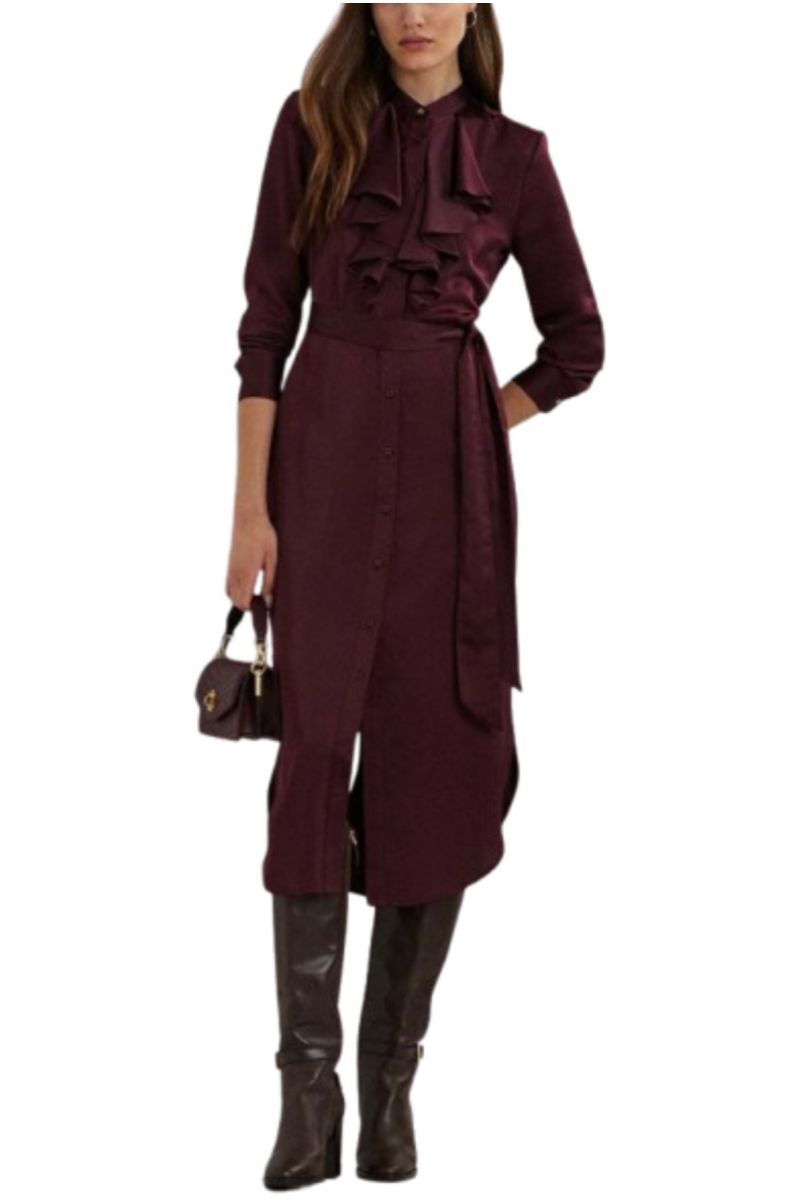 LAUREN RALPH LAUREN SHIRT WT CHARM-DRESS BORDEAUX