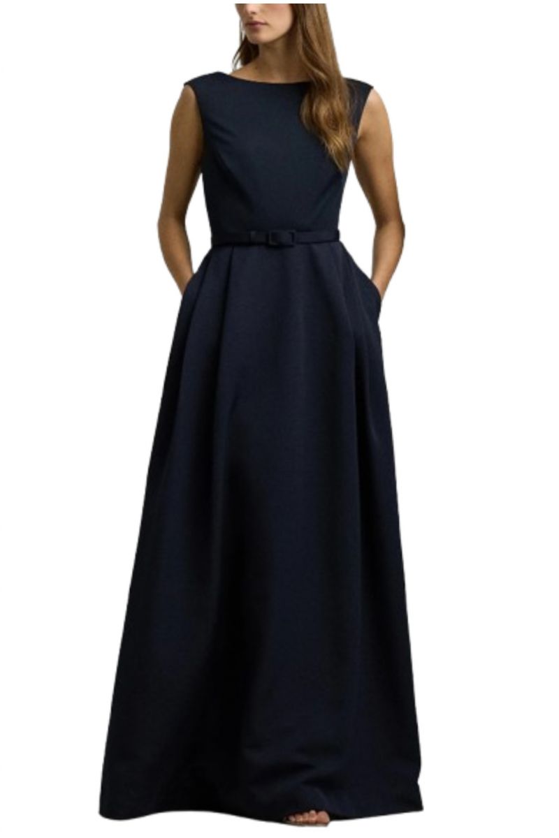 LAUREN RALPH LAUREN EASTERN FAILLE-GOWN W/ COMBO 100%POL NAVY BLUE