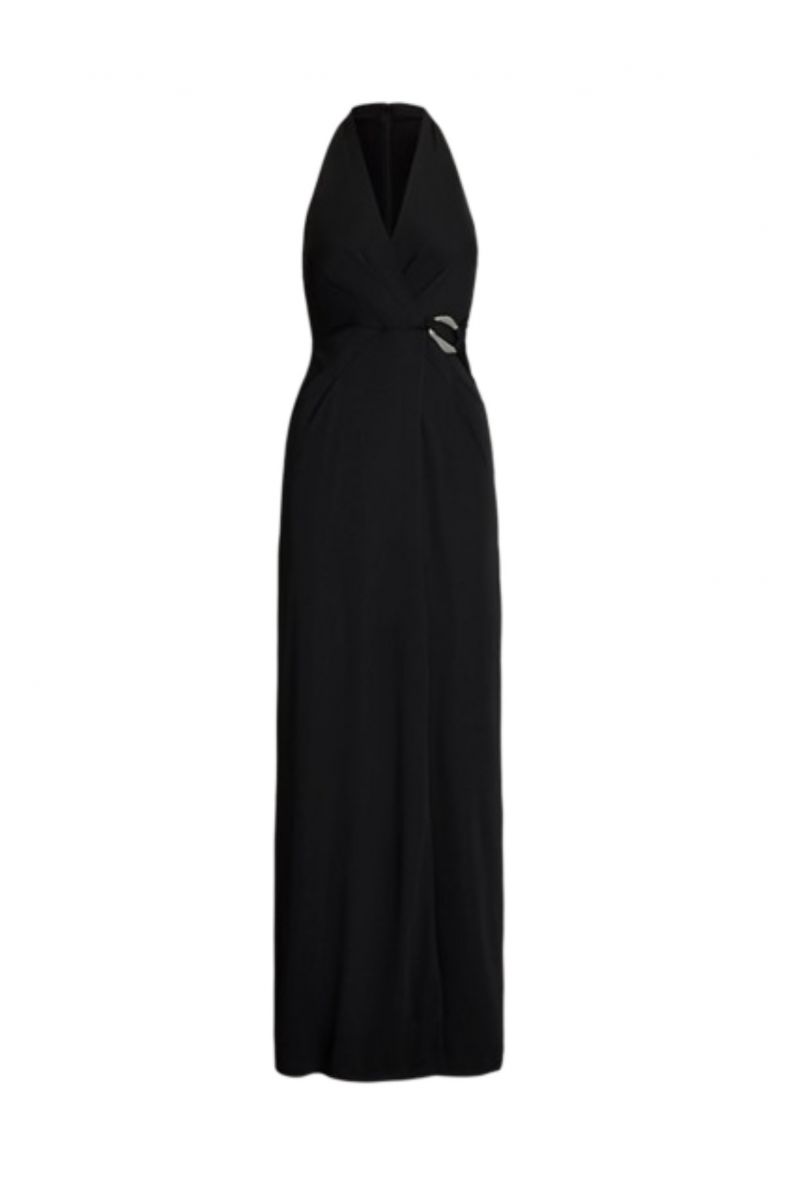 LAUREN RALPH LAUREN STR MATTE JERSEY-GOWN W/ TRIM BLACK