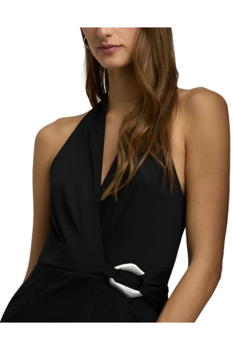 LAUREN RALPH LAUREN STR MATTE JERSEY-GOWN W/ TRIM BLACK