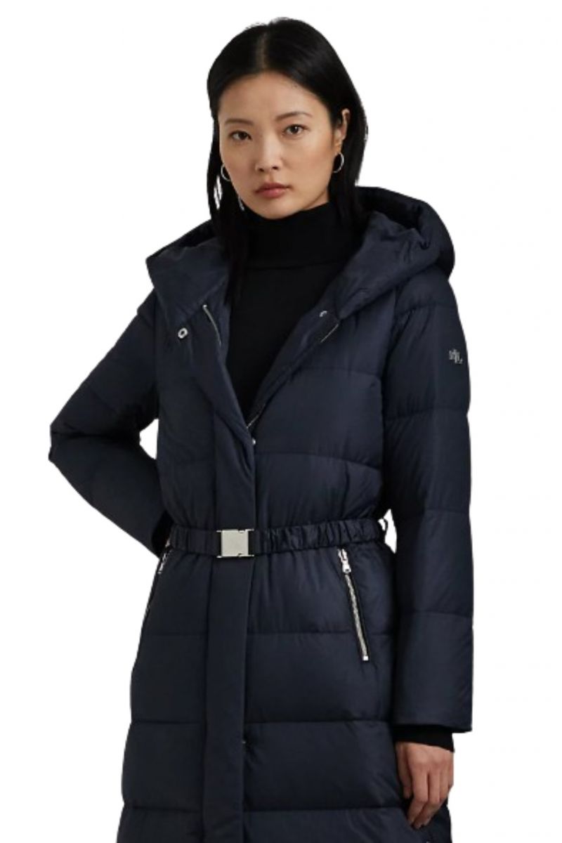 LAUREN RALPH LAUREN MATTE FINISH-MX BELTED PUFFER 44" NAVY BLUE