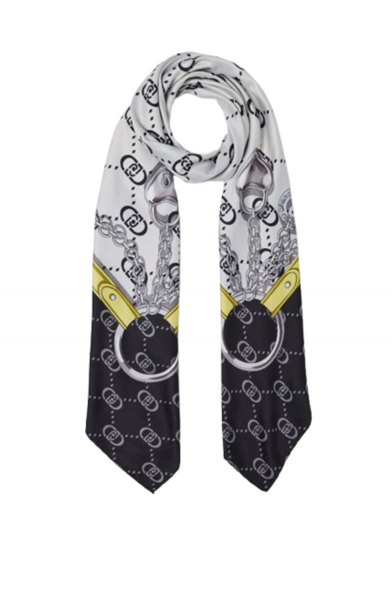 LIU JO SOFT AC_2F4F70_PACK OF2_MIN OF2 FOULARD NADIE MONOGRAM BLACK WITH CHAINS