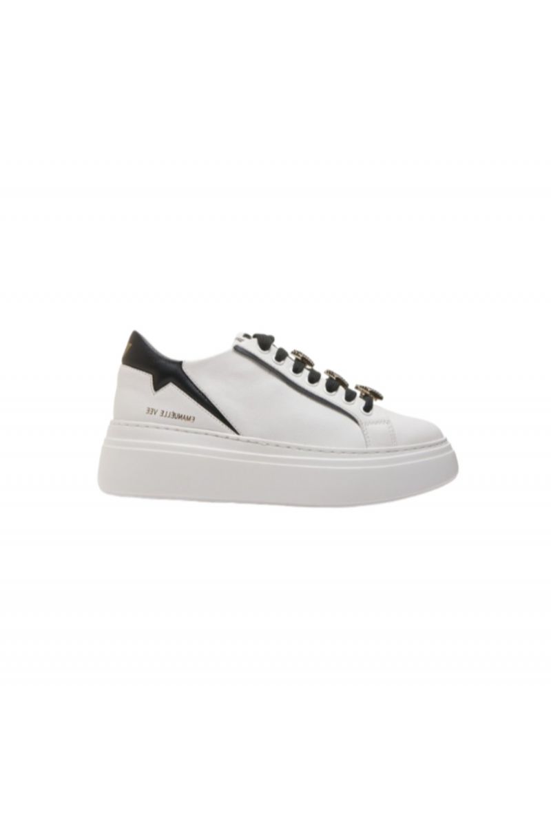 EMANUELLE VEE SNEAKER BICE C/ALTO PELLE WHITE-BLACK