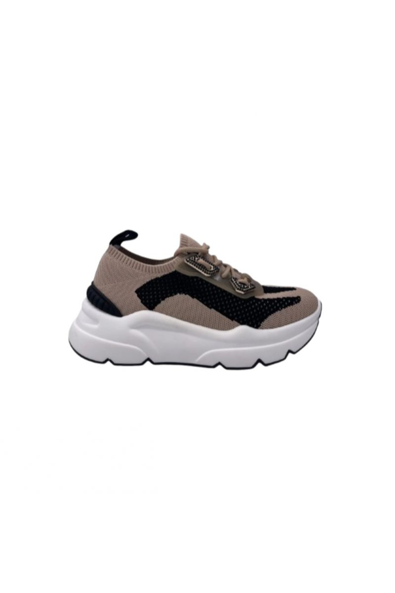 EMANUELLE VEE RUNNING ZOE CALZINO TESSUTO BEIGE/BLACK