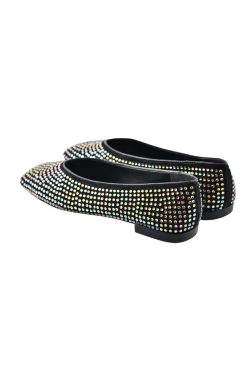 CARRANO E68623 NOBUCK SKIN SOFT CRISTAL BALLERINAS WITH CRISTAL ALL OVER LEATHER MULTI BLACK