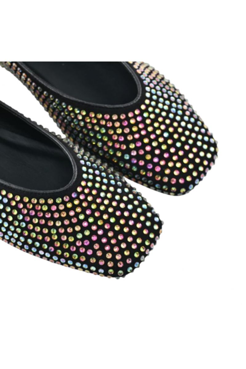 CARRANO E68623 NOBUCK SKIN SOFT CRISTAL BALLERINAS WITH CRISTAL ALL OVER LEATHER MULTI BLACK