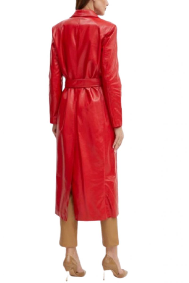 GUESS GEA PU LEATHER COAT RED - 356812