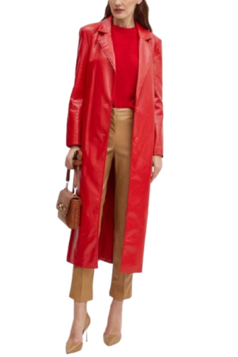 GUESS GEA PU LEATHER COAT RED - 356812