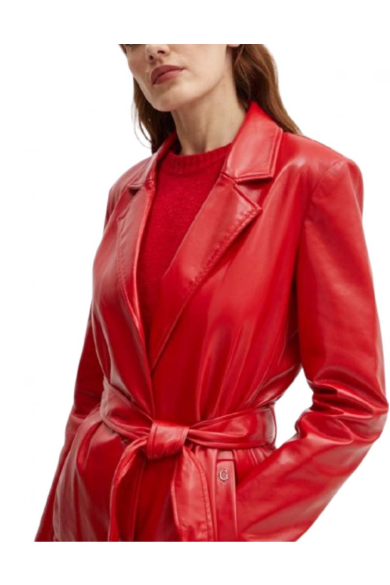 GUESS GEA PU LEATHER COAT RED - 356812