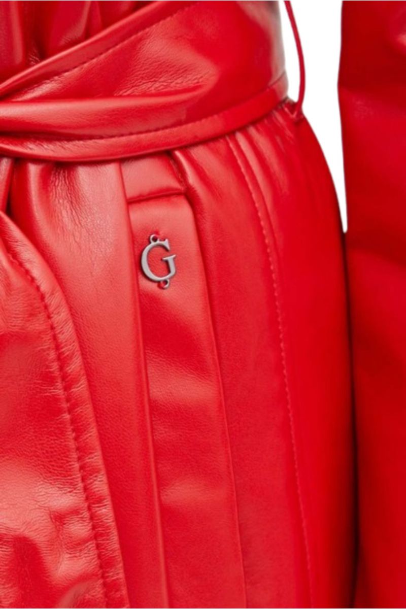 GUESS GEA PU LEATHER COAT RED - 356812