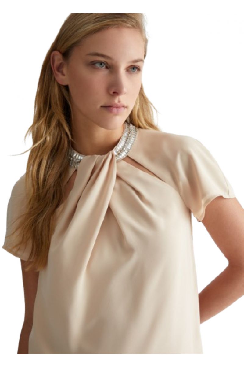 LIU JO BLACK CF4C08 ECS TOP CON RICAMO BLUSE BEIGE CHAUD