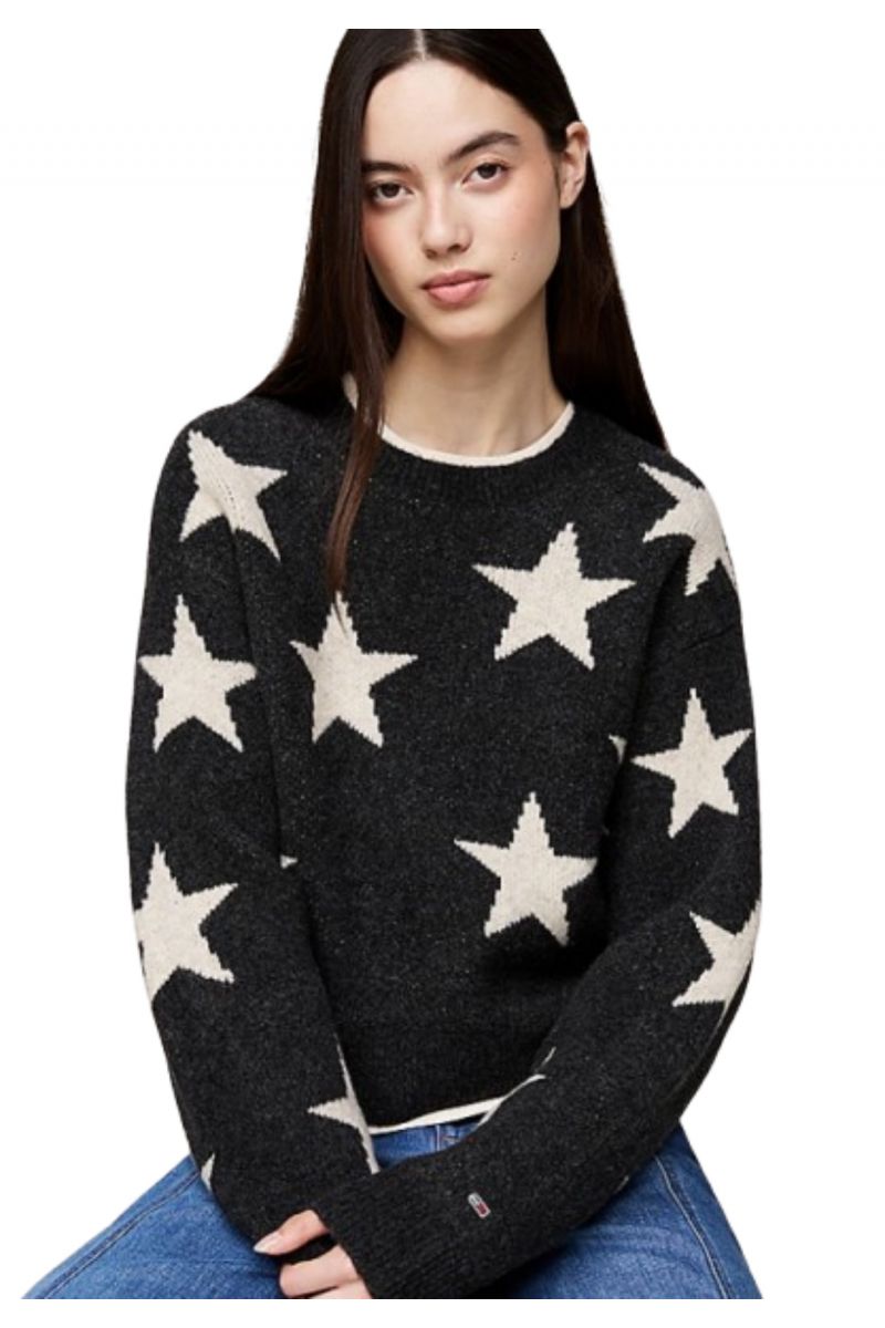 TOMMY HILFIGER - TJW STAR SWEATER BLACK MOUNTAIN STARDUST