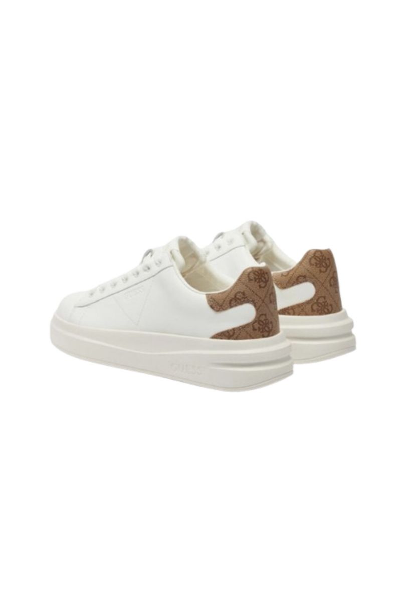 GUESS ELBINA LEATHER SNEAKER WHITE-BEIGE LOGO