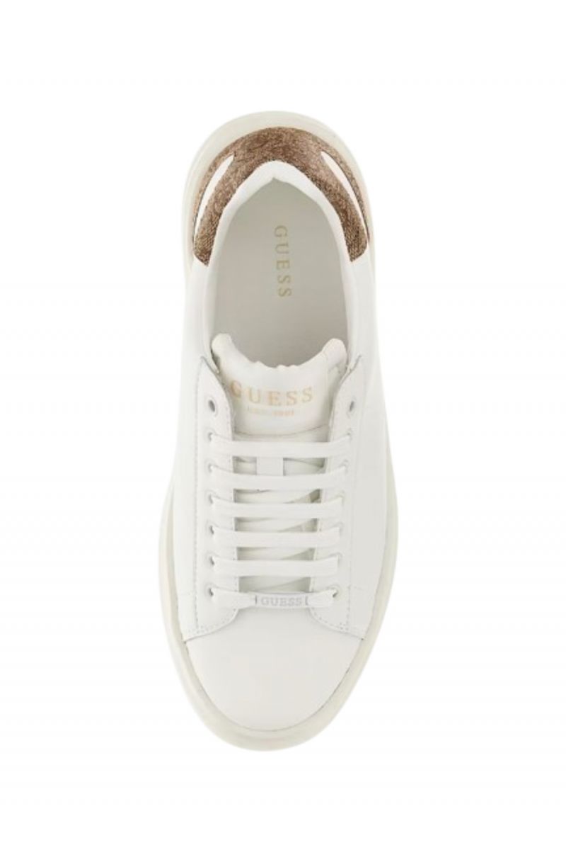 GUESS ELBINA LEATHER SNEAKER WHITE-BEIGE LOGO