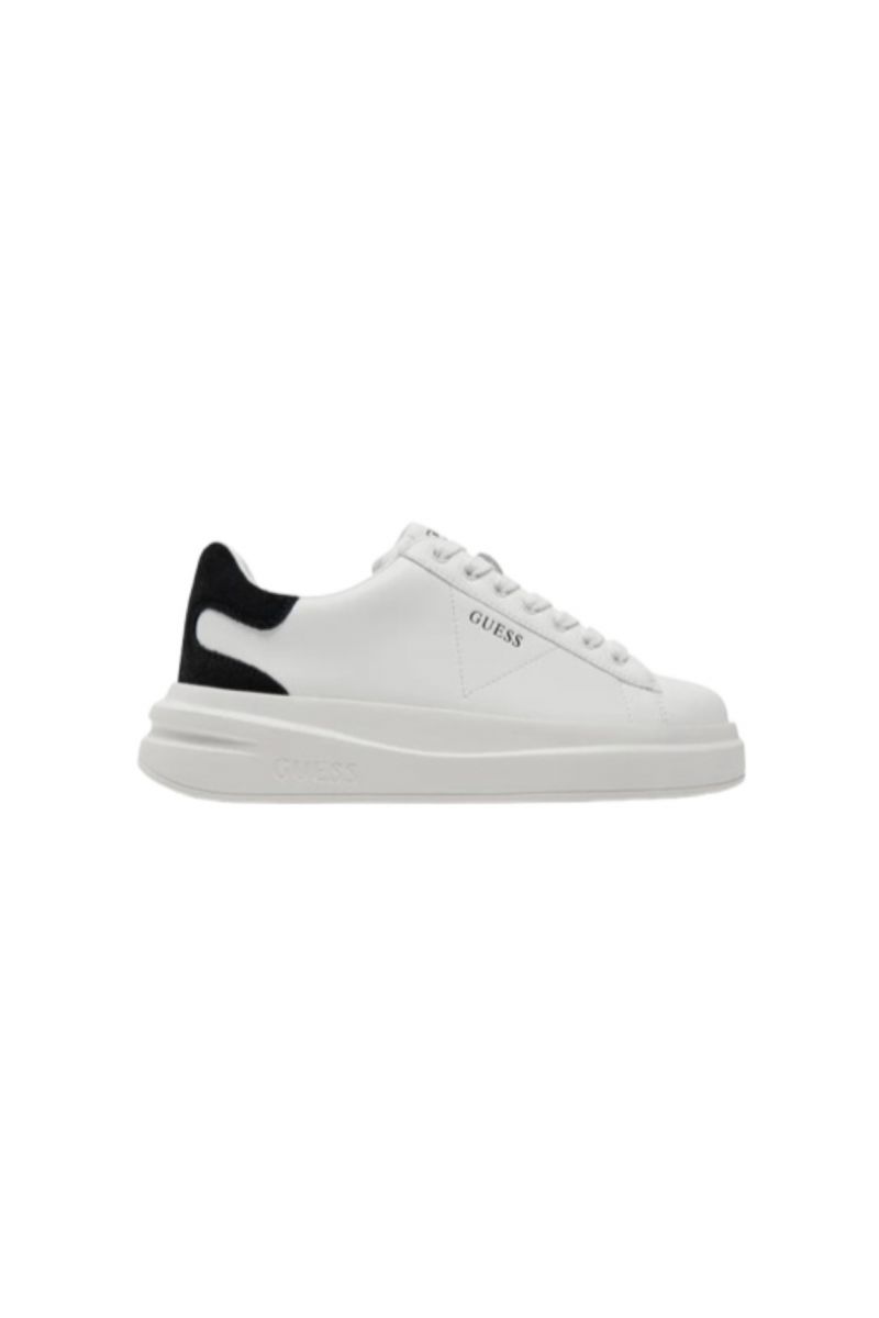 GUESS ELBINA LEATHER SNEAKERS WHITE WITH BLACK