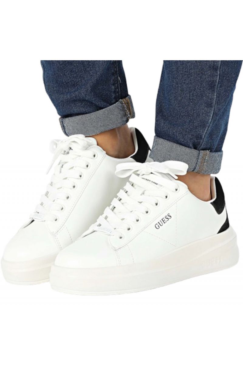 GUESS ELBINA LEATHER SNEAKERS WHITE WITH BLACK