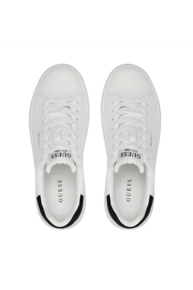 GUESS ELBINA LEATHER SNEAKERS WHITE WITH BLACK