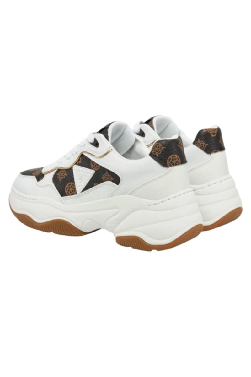 GUESS HAPYY WOMEN'S SNEAKERS WHITE-BROWN LOGO - 358197