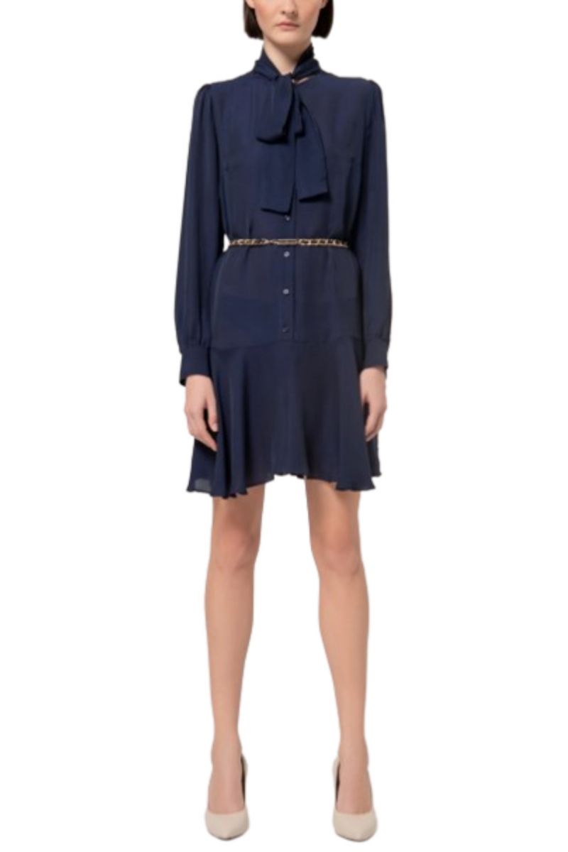 FRACOMINA SHORT CHEMISIER DRESS WITH BELT DARK BLUE