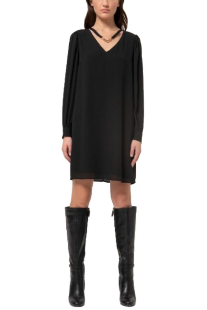 FRACOMINA SHORT DRESS LONG SLEEVES BLACK