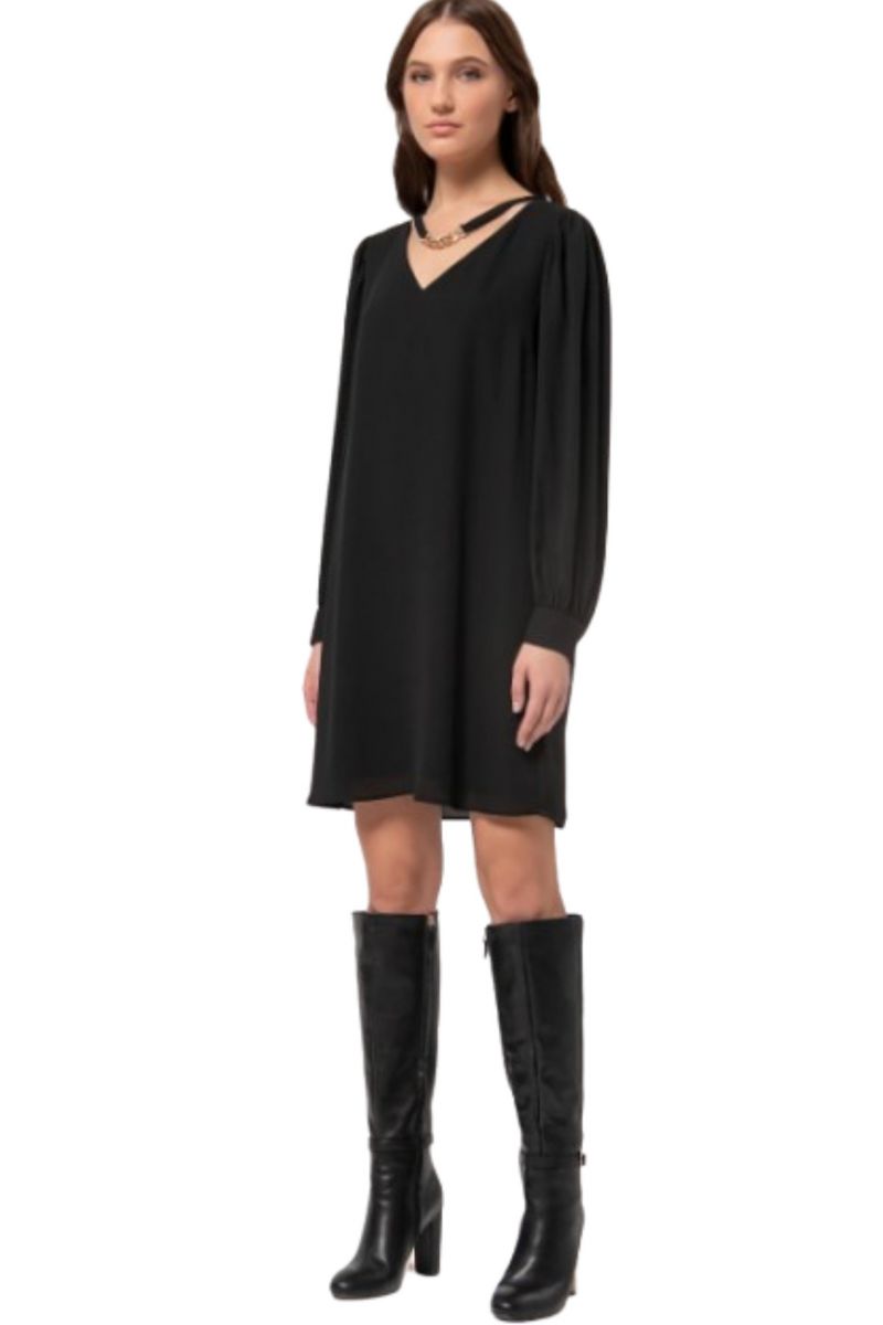 FRACOMINA SHORT DRESS LONG SLEEVES BLACK