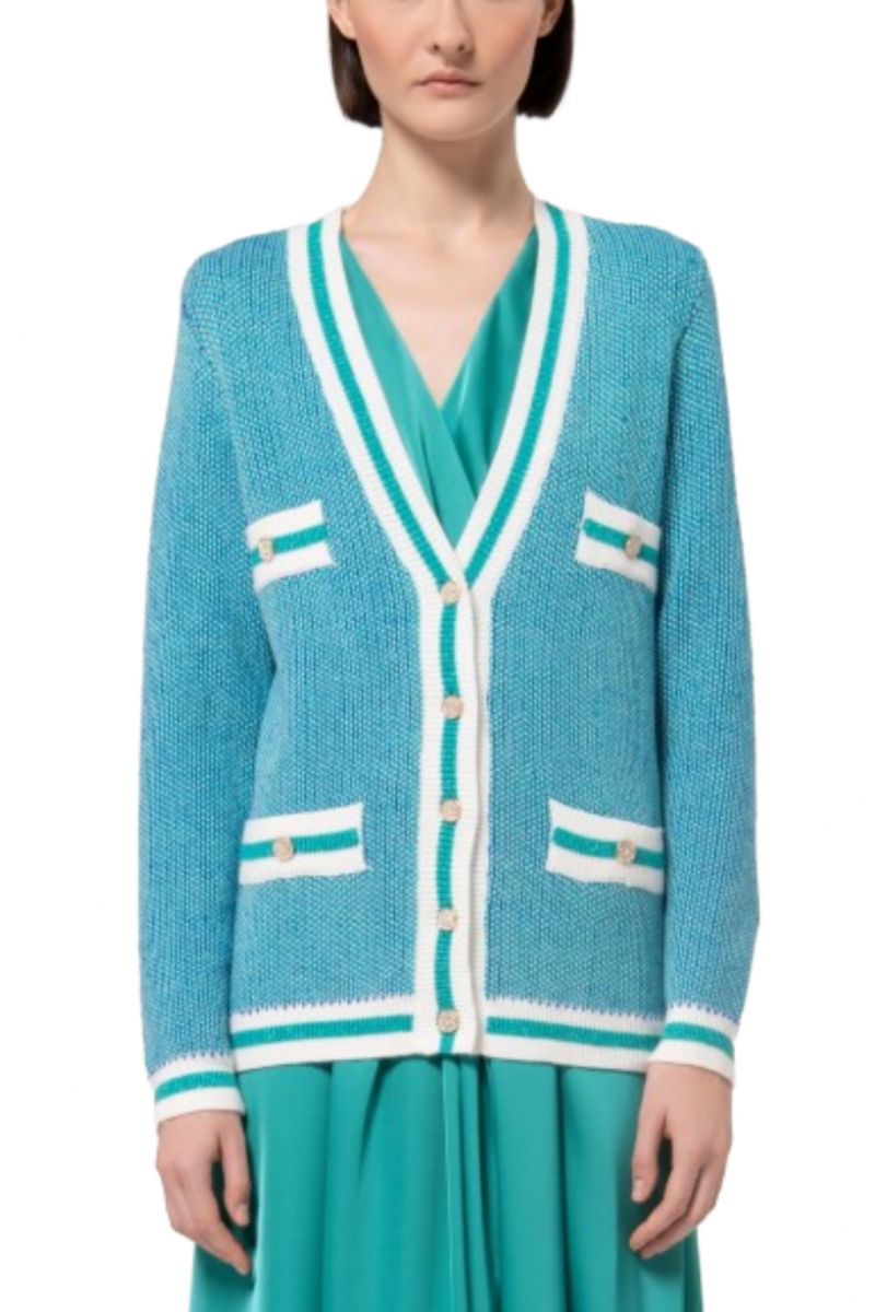 FRACOMINA KNITTED V-NECKLINE CARDIGAN SWERALDDMEL ANGE