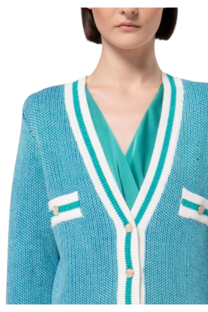 FRACOMINA KNITTED V-NECKLINE CARDIGAN SWERALDDMEL ANGE