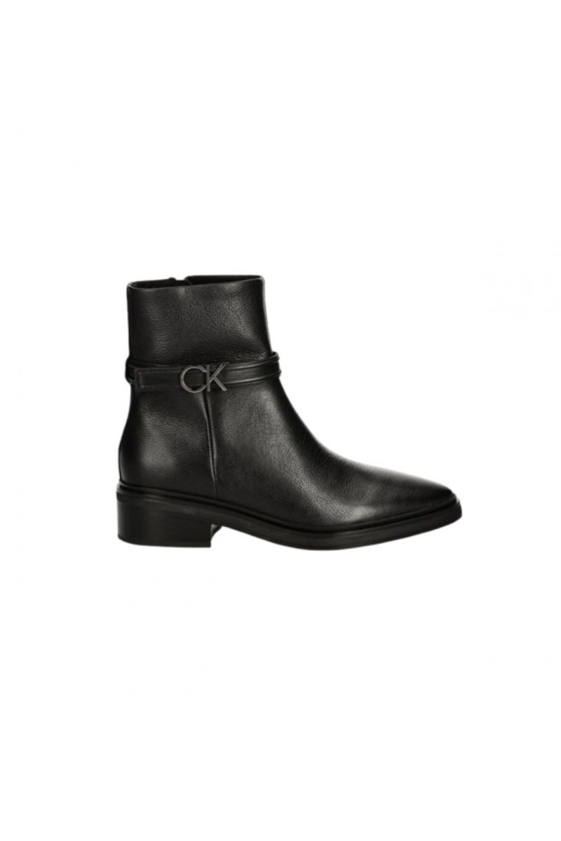 CALVIN KLEIN HEEL ANKLE BOOT 30 W/HW LTH BLACK BEH