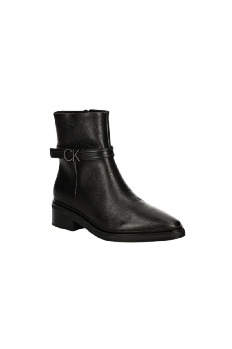 CALVIN KLEIN HEEL ANKLE BOOT 30 W/HW LTH BLACK BEH