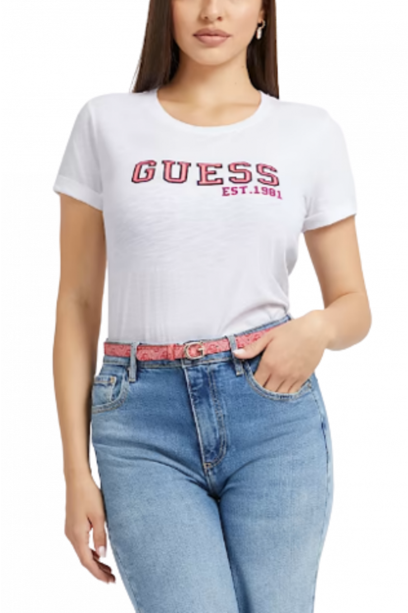 GUESS - SS CN COLLEGE TEE WHITE