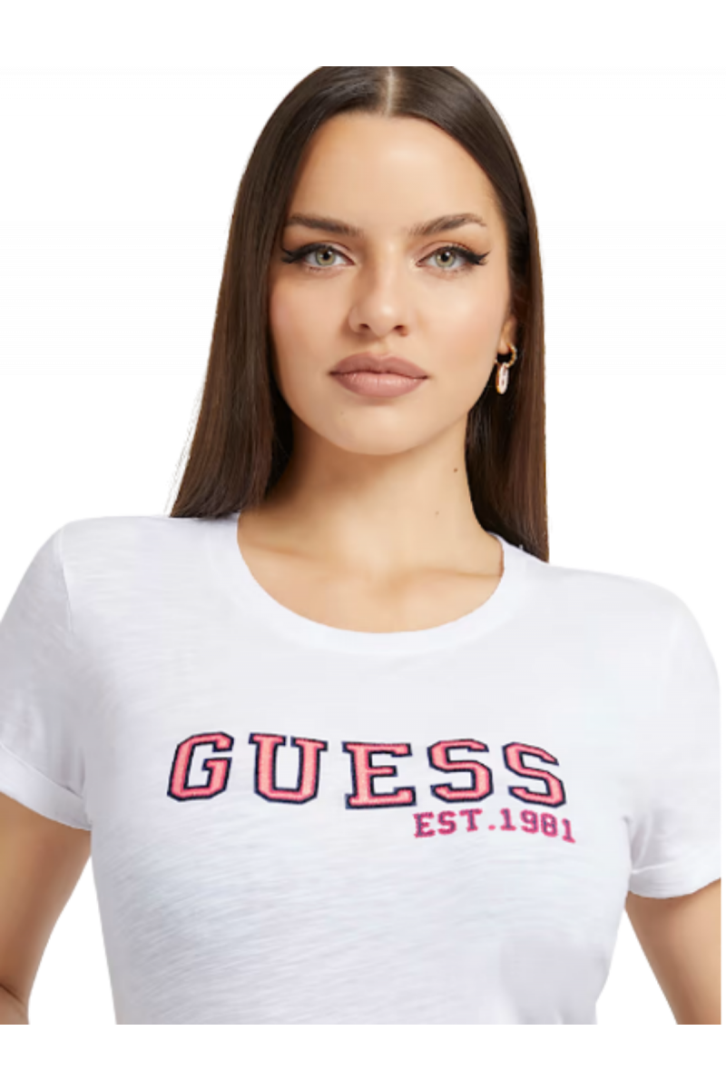 GUESS - SS CN COLLEGE TEE WHITE