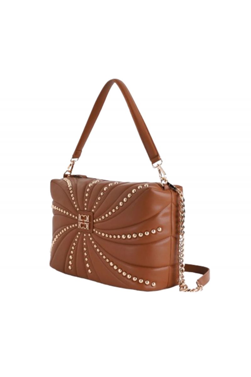 LA CARRIE - OYSTER STUDS BIG SHOULDER BAG SYTHETIC CUOIO