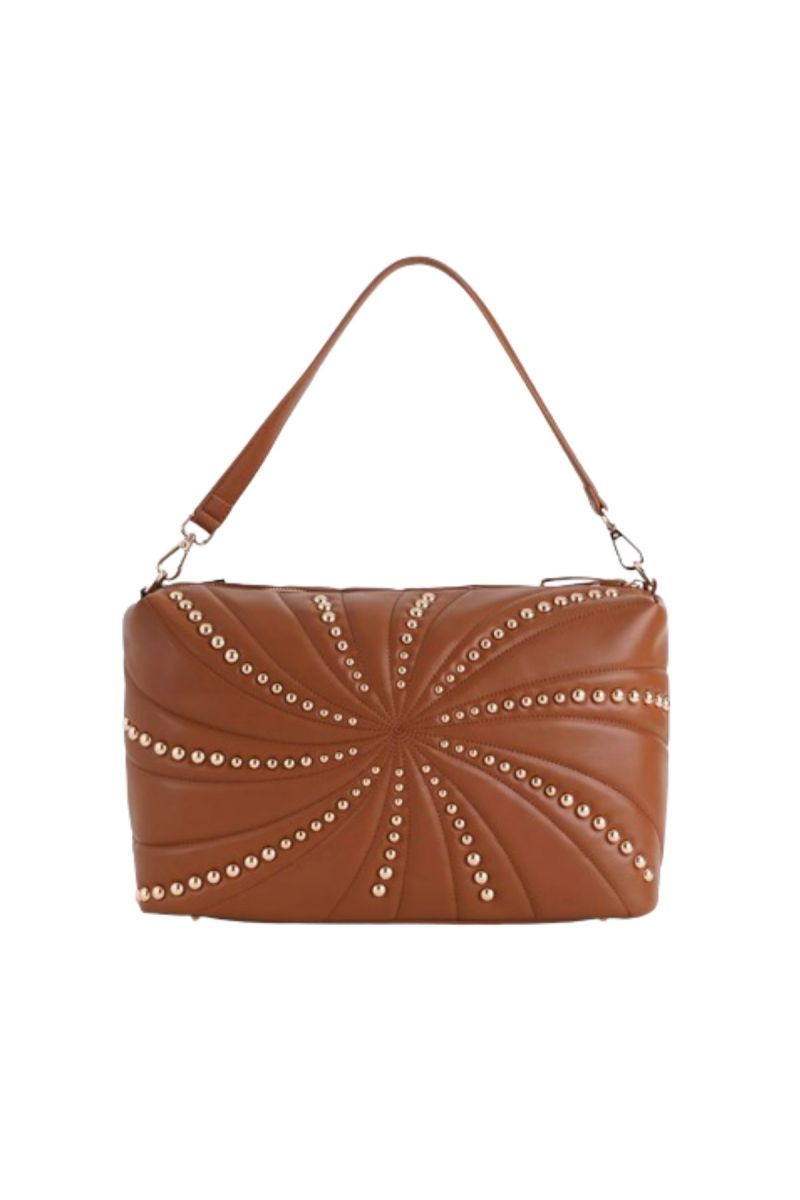 LA CARRIE - OYSTER STUDS BIG SHOULDER BAG SYTHETIC CUOIO