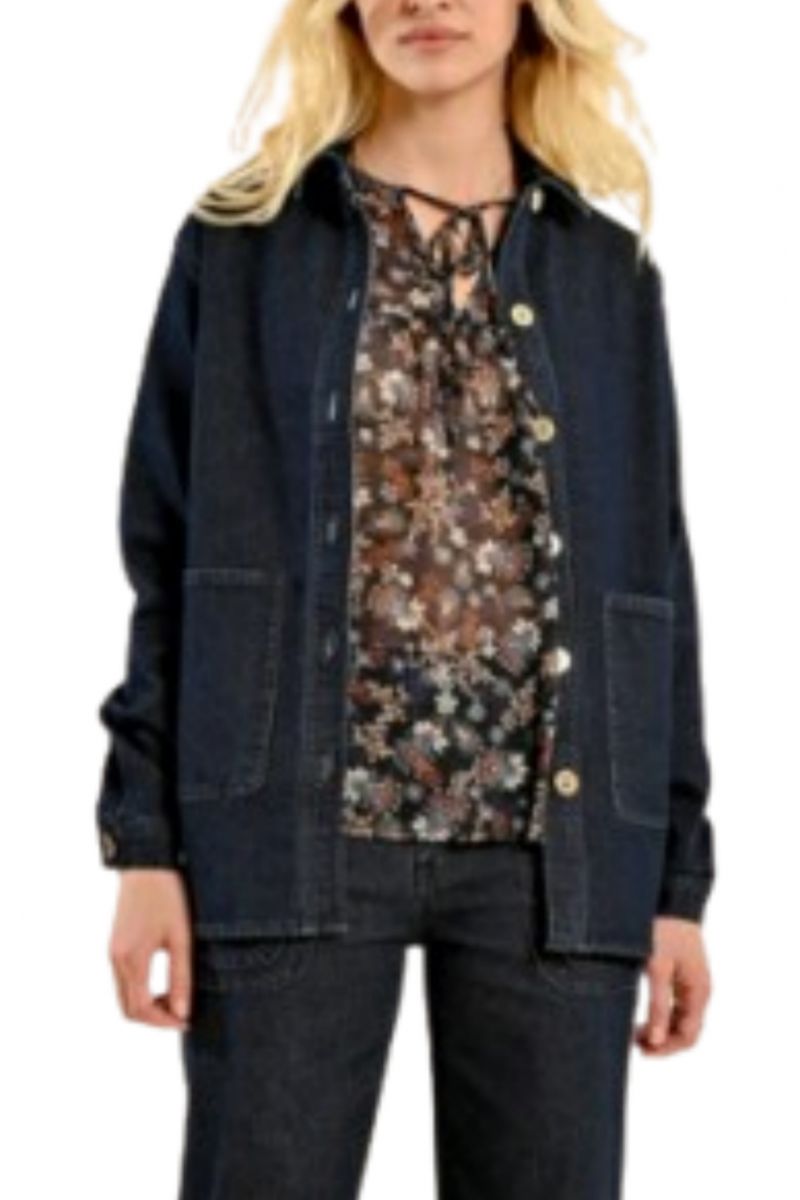 MOLLY BRACKEN LADIES WOVEN JACKET DENIM BLUE FRANCE