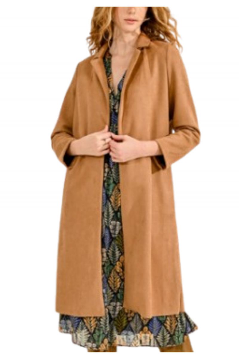 MOLLY BRACKEN LADIES WOVEN COAT CAMEL FRANCE