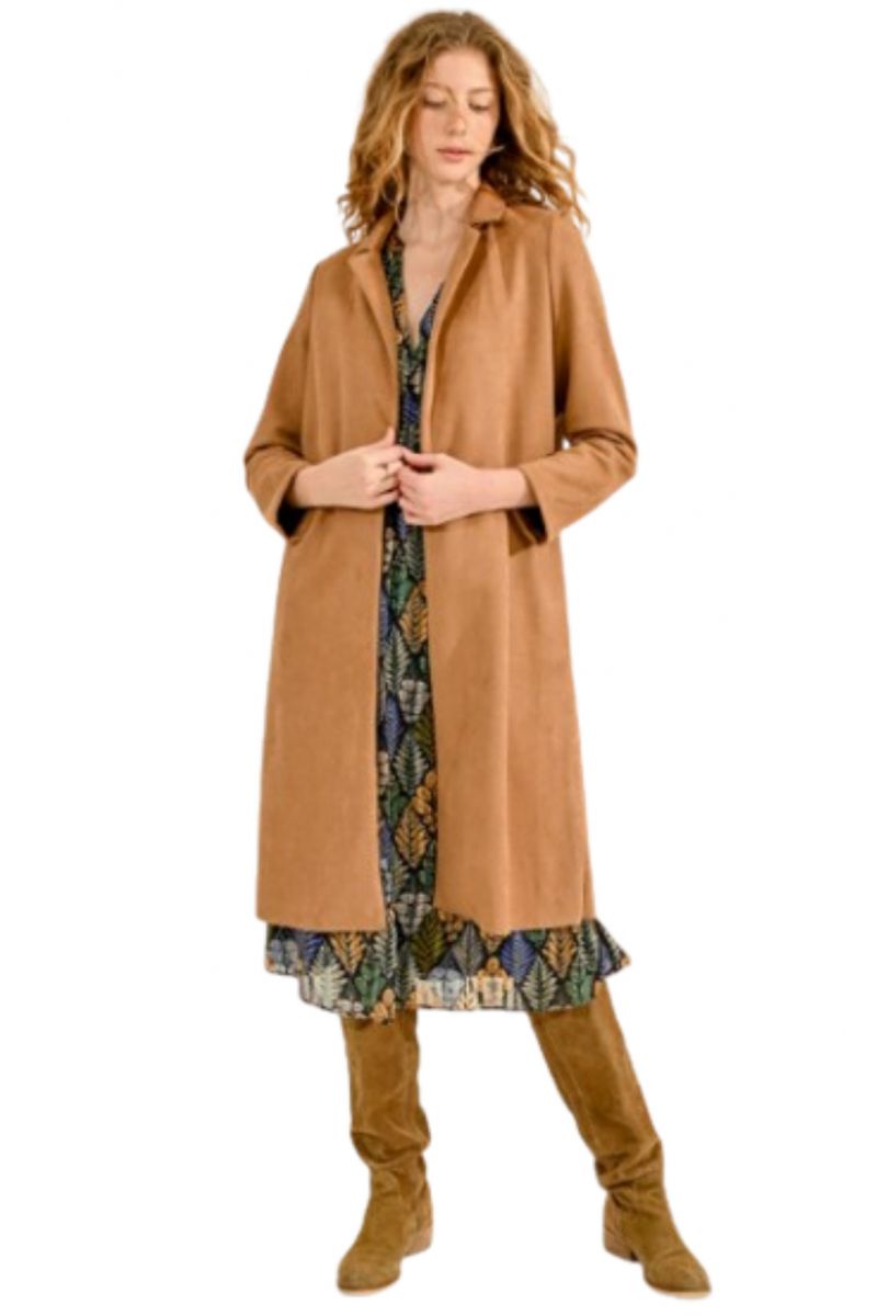 MOLLY BRACKEN LADIES WOVEN COAT CAMEL FRANCE